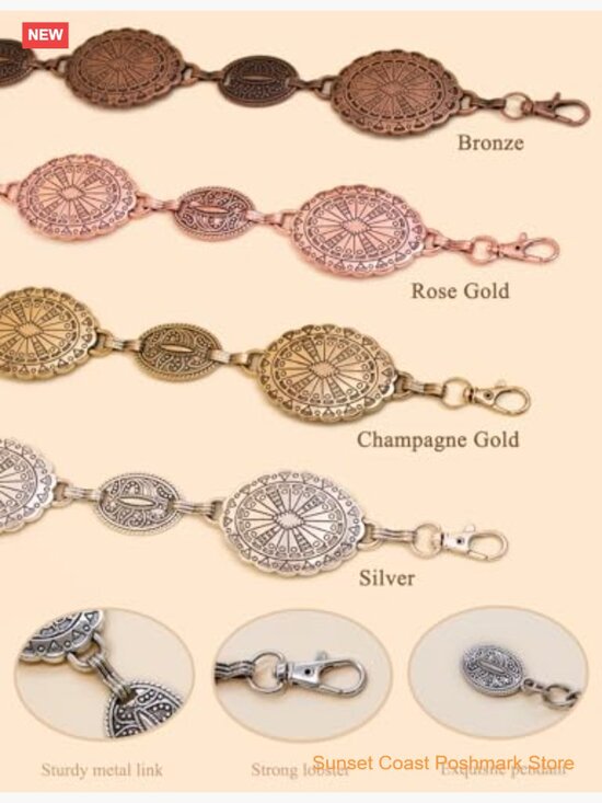 Western Metal Concho Belt Cowgirl Chain Belt for Dresses Jeans Country Concert main image 5